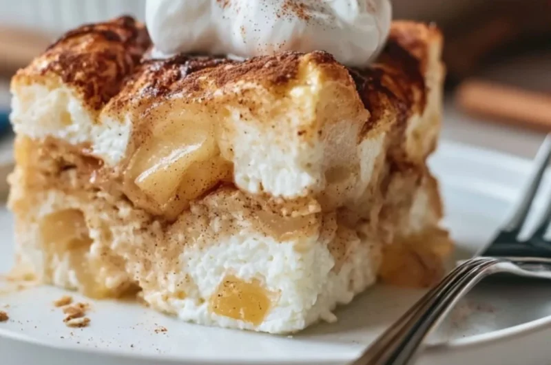 Baked apple and cinnamon dish with cottage cheese in a cozy setting