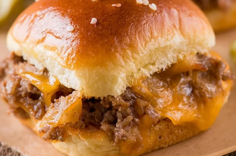 Cozy cheeseburger sliders served on a platter with toppings