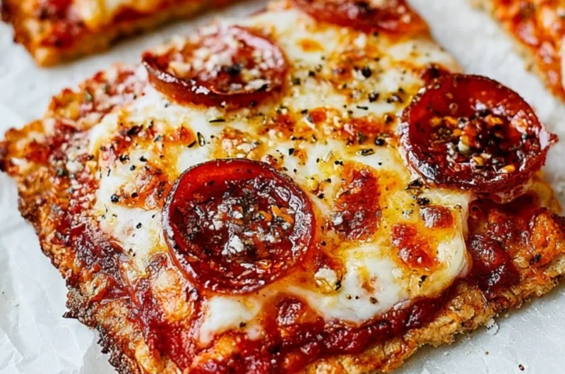 Cozy chicken crust pizza freshly made with a flavorful chicken base and toppings.