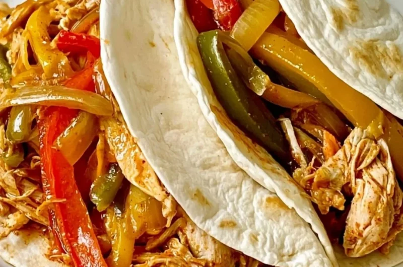 Cozy slow cooker chicken fajitas served with fresh vegetables