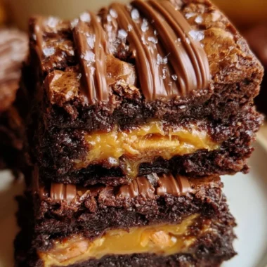 Delicious homemade Snickers brownies topped with caramel and nuts