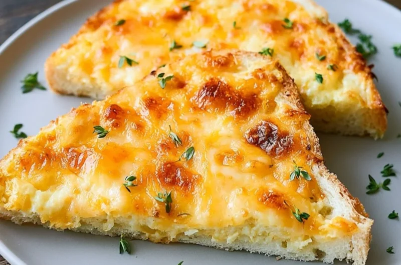 Savory egg and cheese toasts with golden-brown crust and melted cheese.