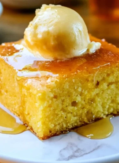 Deliciously moist cornbread served in a rustic setting, perfect for any meal.