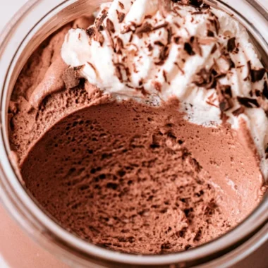 Delicious chocolate mousse dessert in a gourmet serving