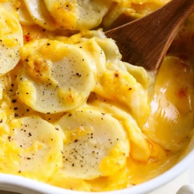 Delicious homemade scalloped potatoes baked to perfection