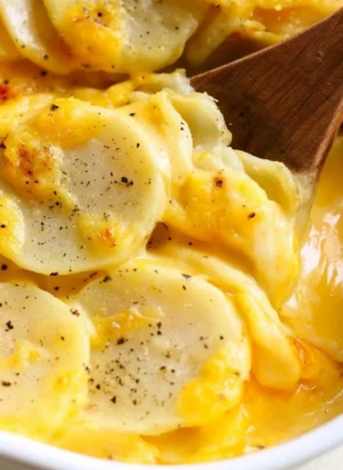 Delicious homemade scalloped potatoes baked to perfection