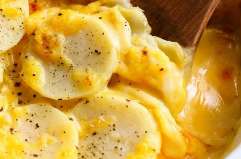 Delicious homemade scalloped potatoes baked to perfection