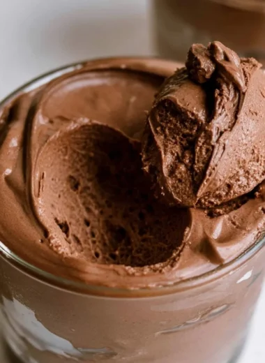 Delicious creamy chocolate mousse dessert in a bowl