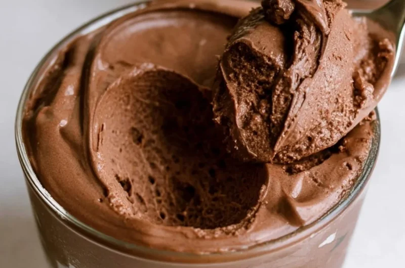 Delicious creamy chocolate mousse dessert in a bowl